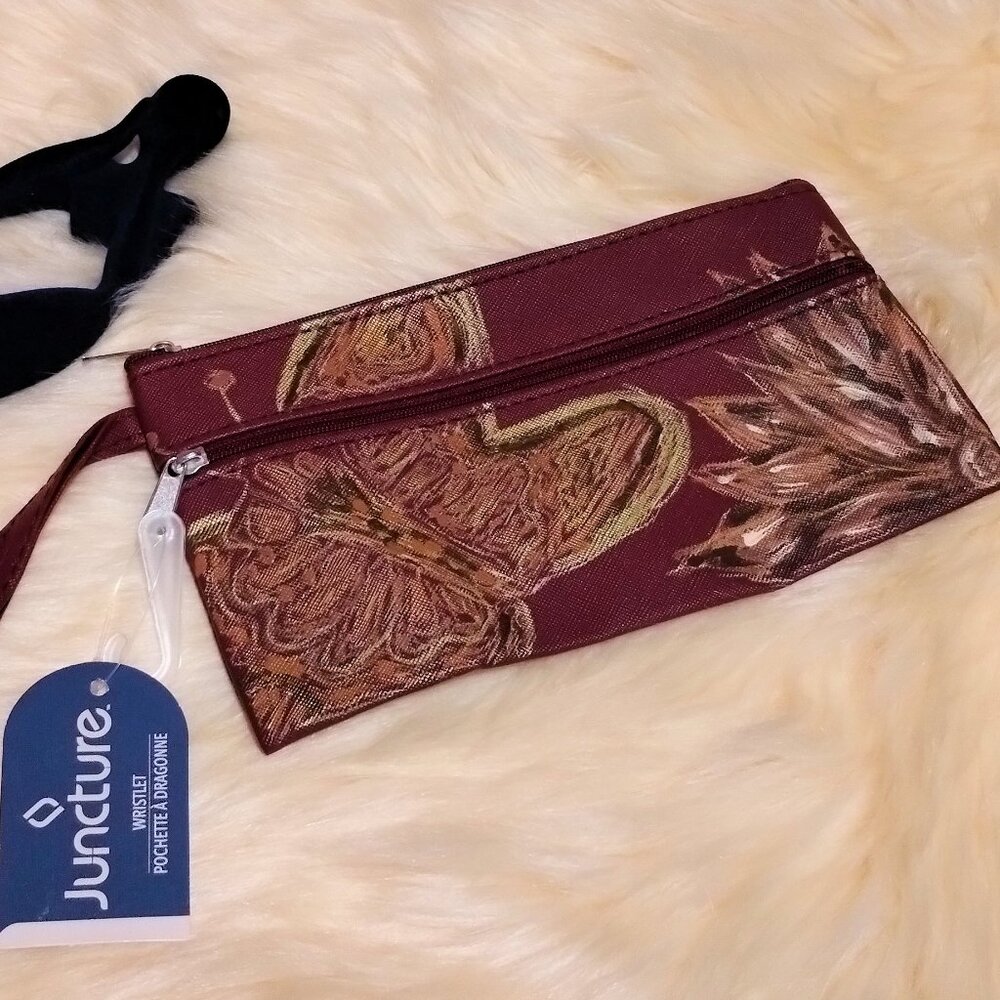 Custom - Handpainted - Butterfly Floral Wristlet